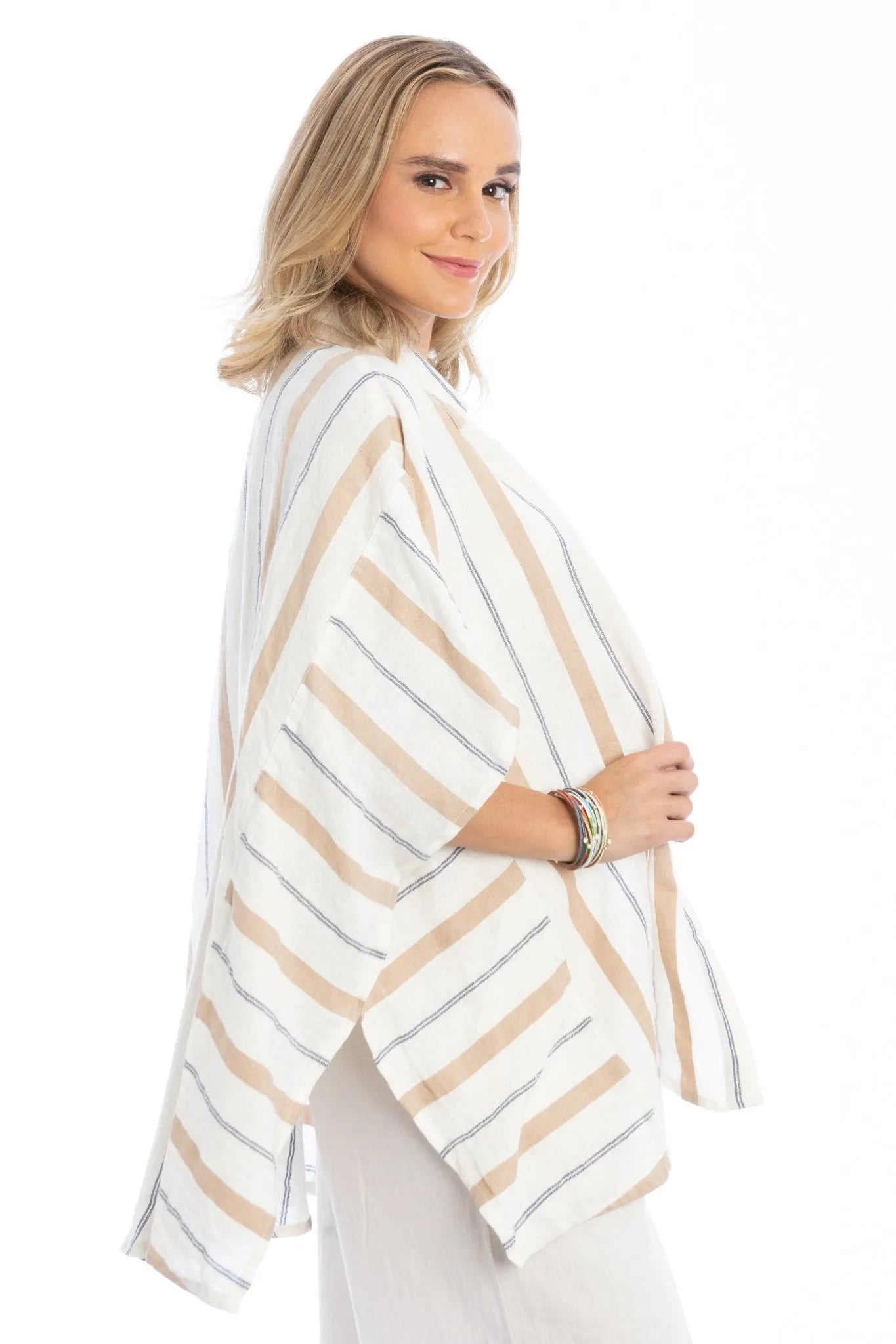 Linen Cotton Striped Oversized Shirt for Women - Comfortable Loose Fit Long Sleeve Button Down Top - Perfect for Casual Outfits, Beach Cover-Up, and Summer Layering