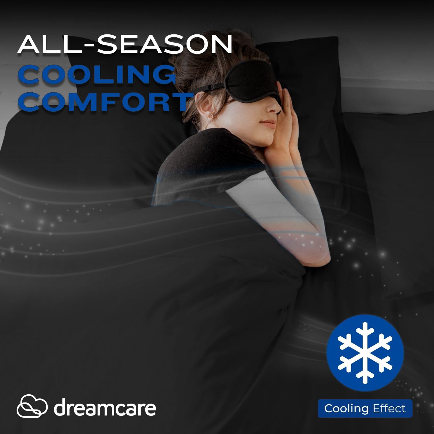 DREAMCARE Queen Size Cooling Bed Sheets Set - 4pc Deep Pocket Fitted Sheet, Flat Sheet & Pillowcases - 15