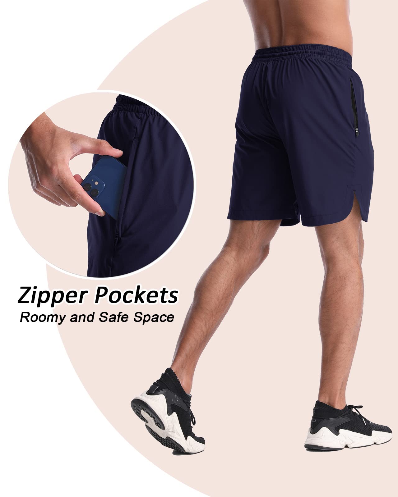 **CANGHPGIN 2 Pack Men's 7'' Running Shorts - Quick Dry Athletic Gym Shorts with Pockets for Workout, Jogging & Training - Lightweight & Breathable for Sports & Outdoor Activities**