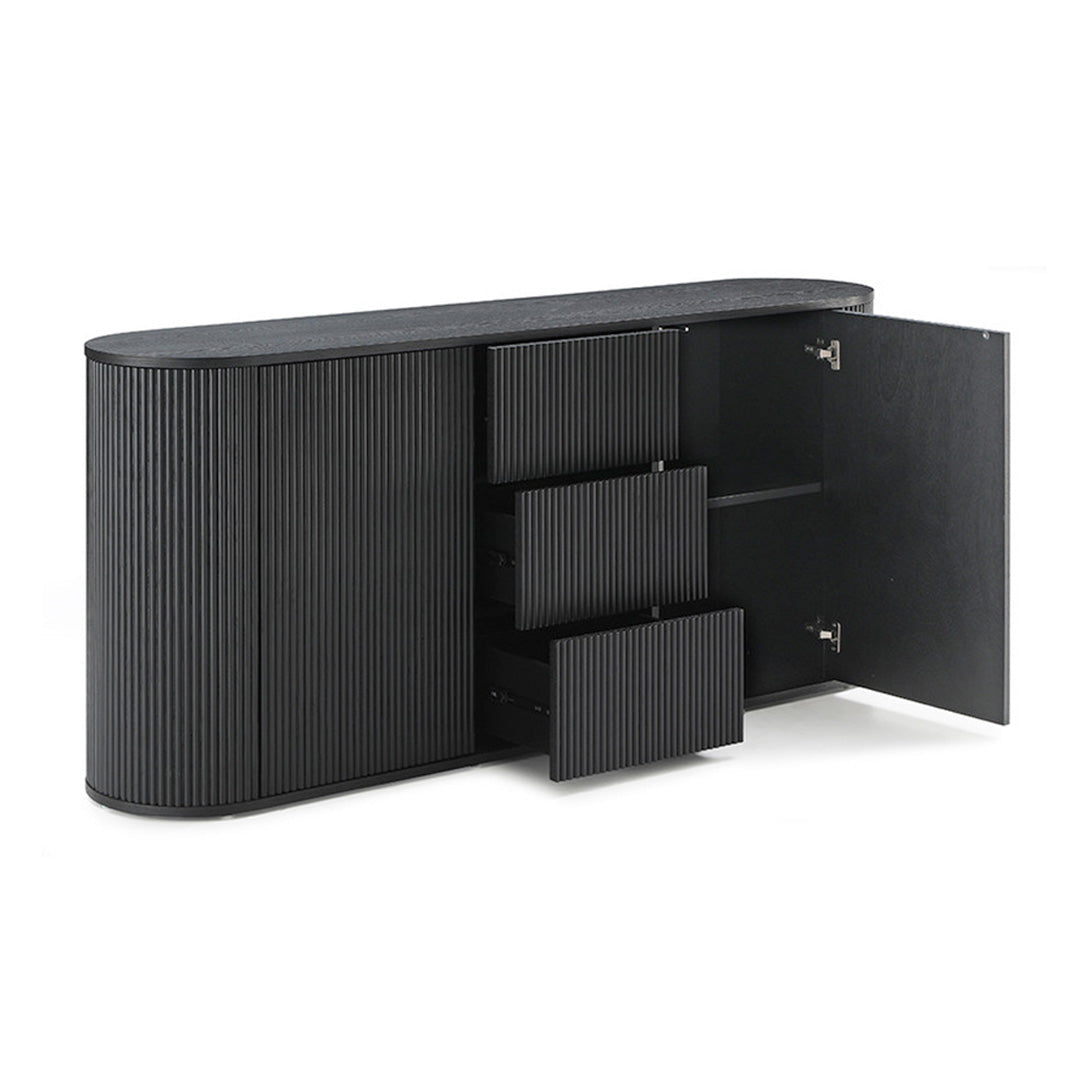 1.8m Black Sideboard Unit - Modern Buffet Cabinet for Dining Room, Living Room & Entryway Storage