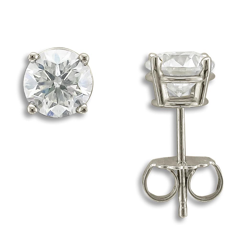 14K White Gold 2.00 CTW Round Diamond Stud Earrings for Women - Perfect for Weddings, Anniversaries & Special Occasions