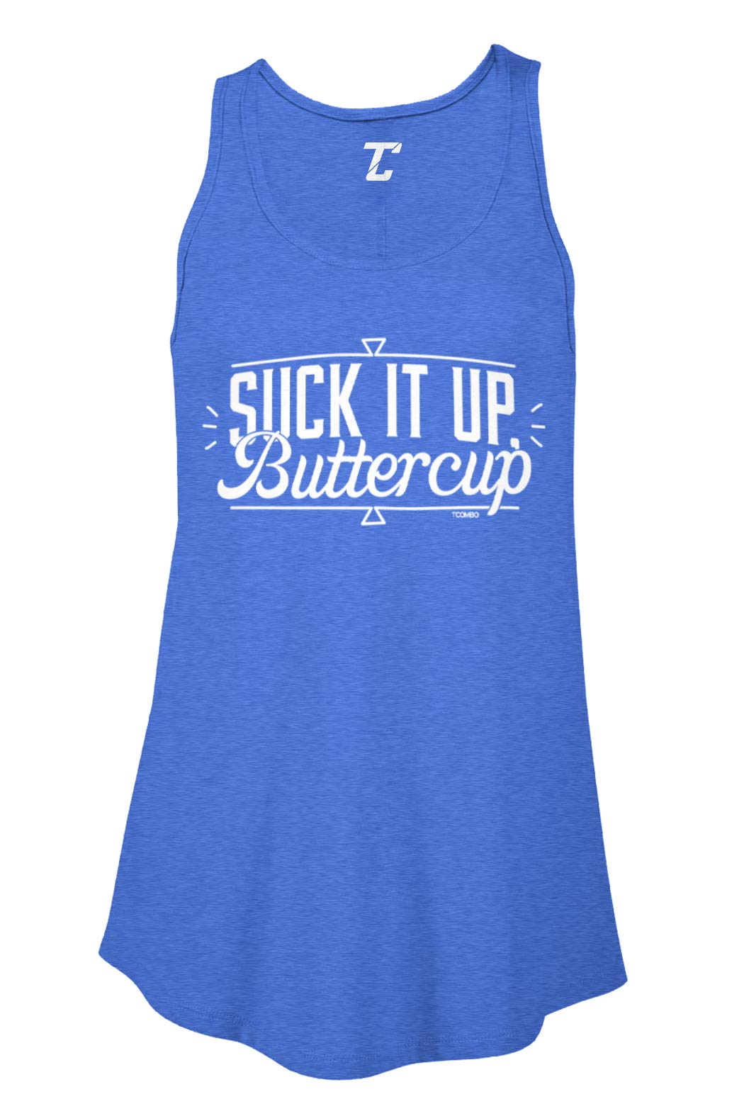 Women's Flowy Gym Tank Top - Breathable Workout Shirt for Fitness & Yoga | Suck It Up Buttercup Motivational Design | Perfect for Running, Gym & Casual Wear