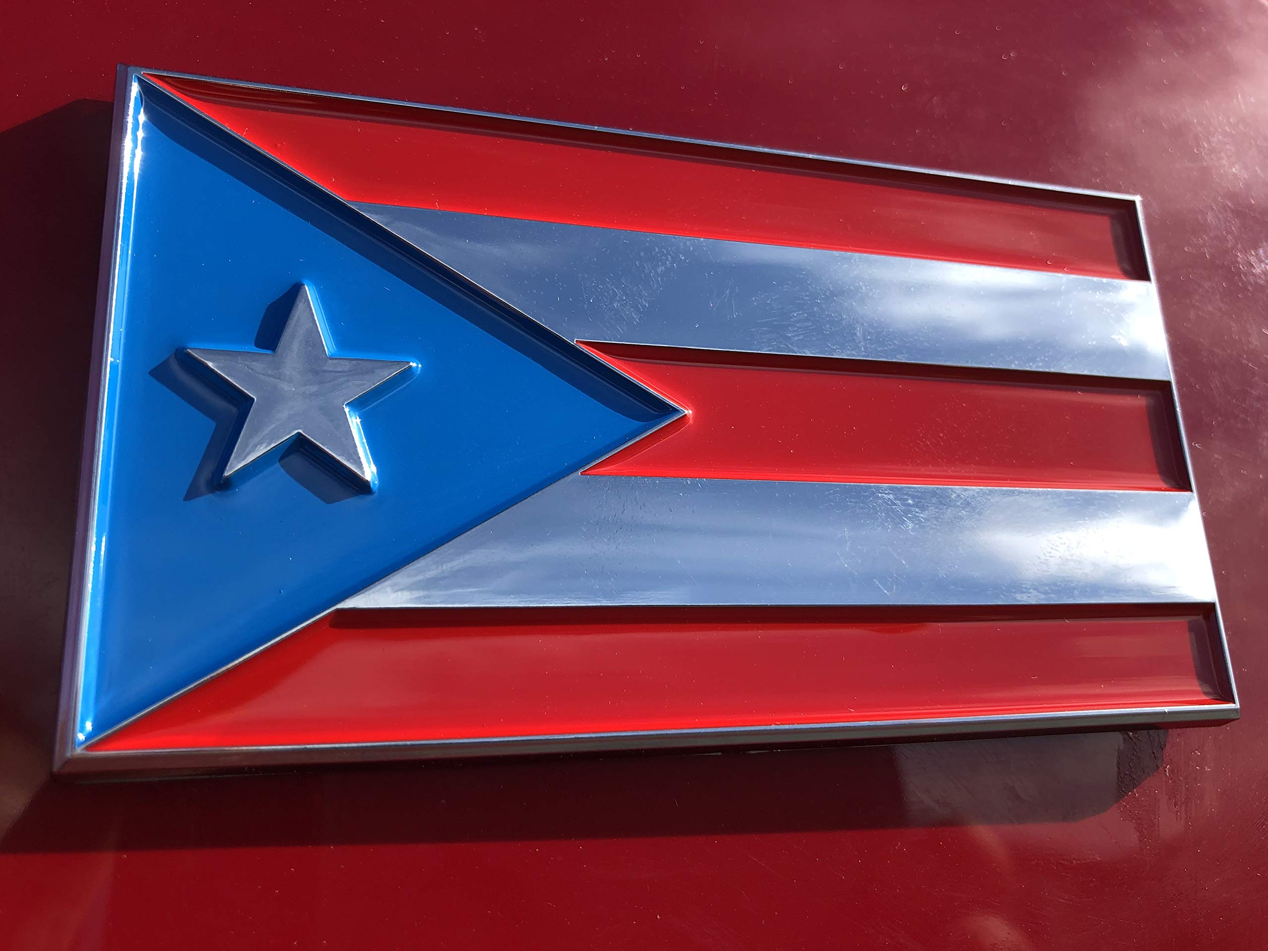 Puerto Rico Car Flag Emblem - Chrome Plated, Strong Adhesive, Easy Peel & Stick - Perfect for Cars, Trucks & SUVs