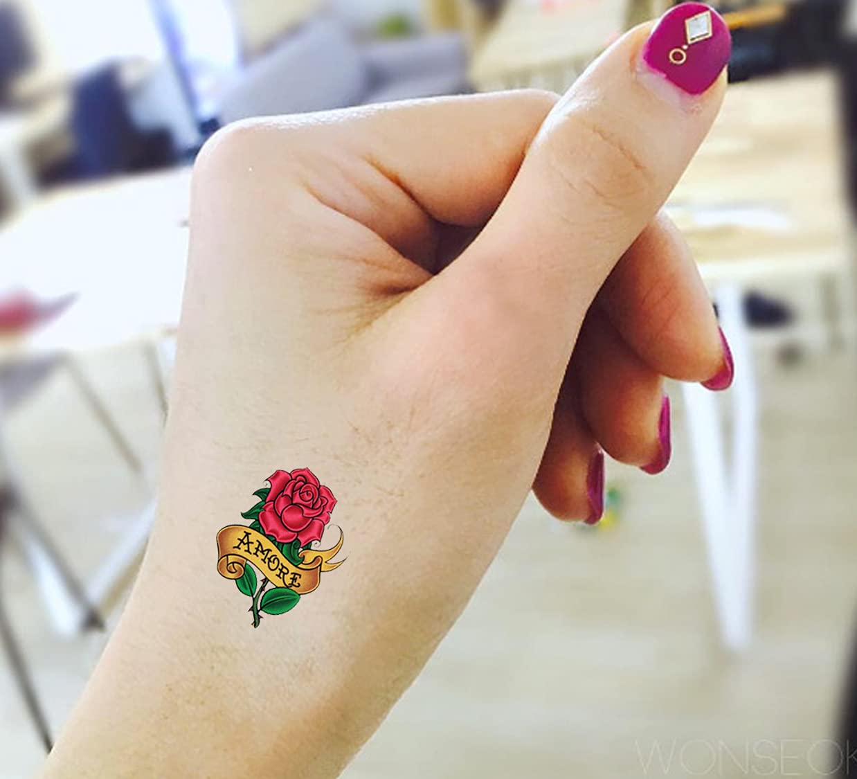 Waterproof Temporary Tattoo Stickers for Men & Women - 3D Realistic Flowers, Butterflies, Stars, Angels, Wolves & Armband Designs (60mmX105mm) - Perfect for Parties, Festivals, Cosplay & Body Art