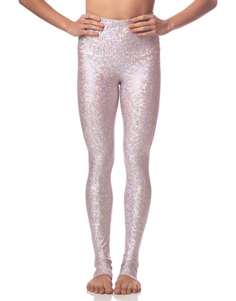 Pink Mermaid Print High Waist Yoga Leggings for Women - Soft Stretchy Workout Pants for Running, Gym & Lounge Wear