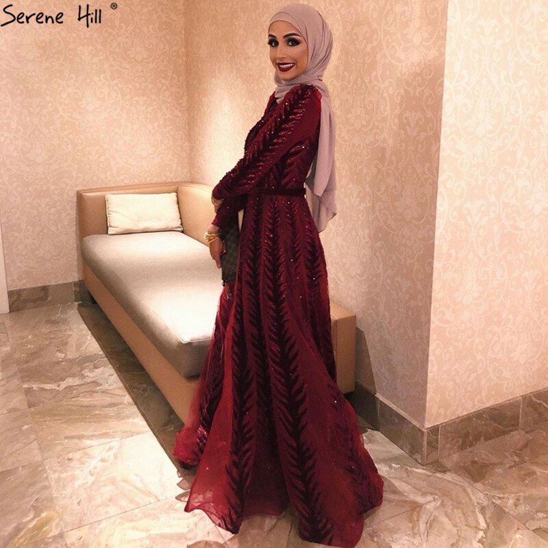 Luxury Velvet Wine Red Evening Gown with Long Sleeves & Beading - Plus Size Formal Dress for Women 2025 - Elegant Prom, Wedding Guest, or Gala Event Attire