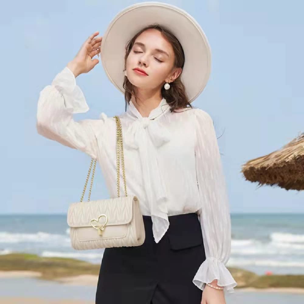 Zhongningyifeng Women's Small Leather Crossbody Shoulder Bag with Chain Strap - Fashionable Handbag for Daily Use, Work, Travel and Shopping