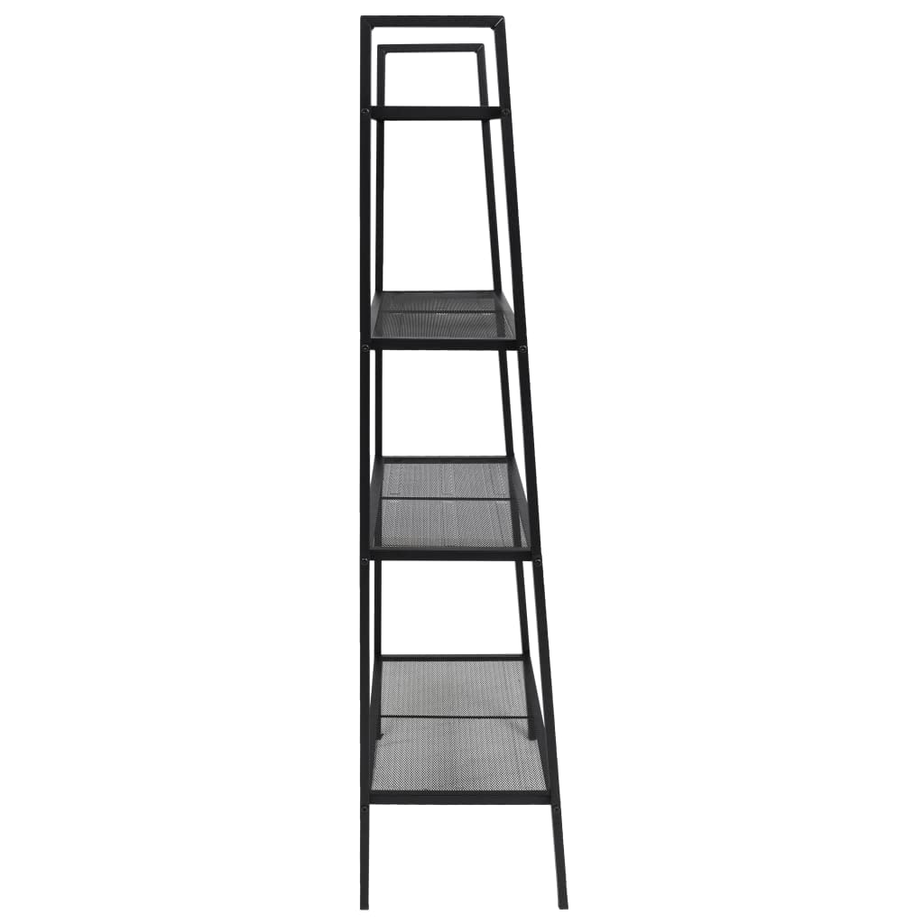 CHARMMA 4-Tier Metal Ladder Bookcase - Black | Space-Saving Bookshelf for Living Room, Bedroom & Office Storage