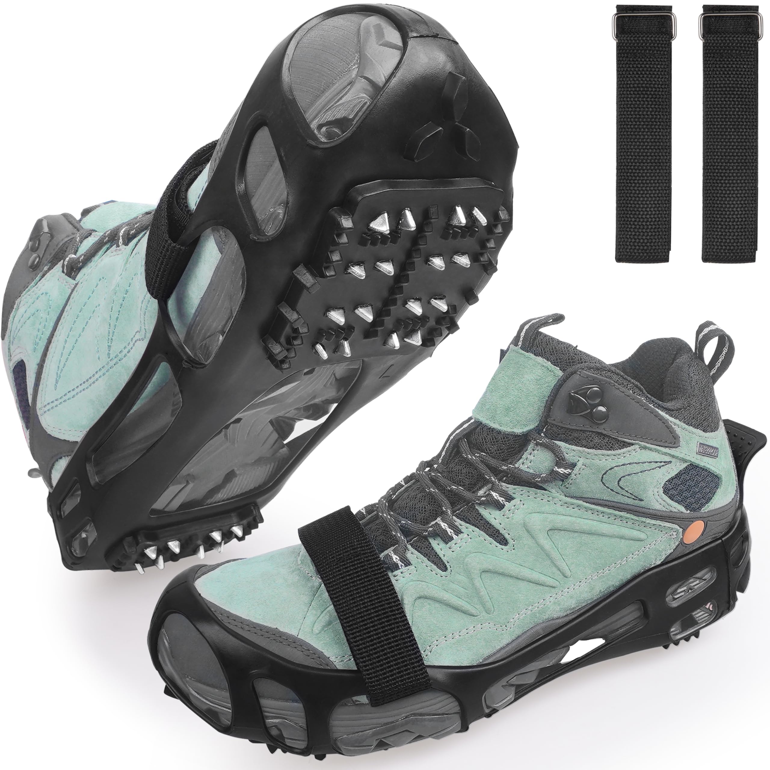 Non-Slip Ice Cleats for Snow & Ice - Stretchable Rubber Traction Crampons for Walking, Hiking & Winter Safety | Perfect for Snowy Commutes, Icy Sidewalks & Outdoor Adventures