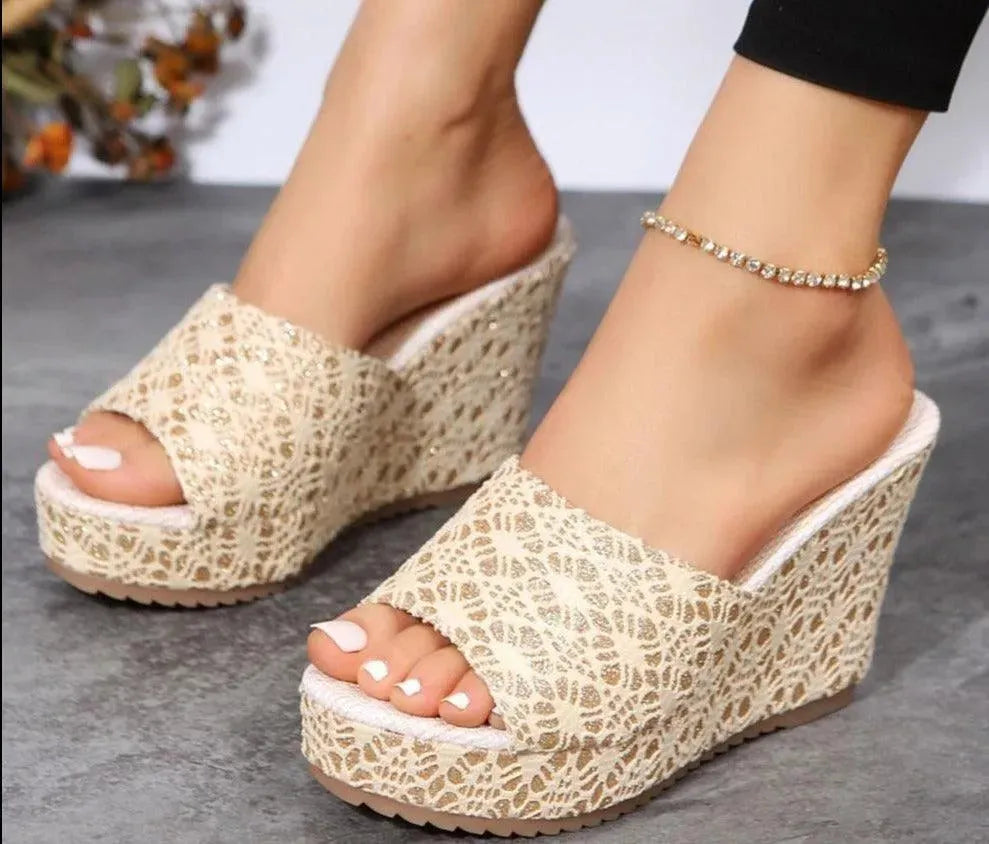 Trendy Printed Wedge Heels for Women - Comfortable & Fashionable Summer Sandals - Perfect for Beach, Parties & Casual Outings