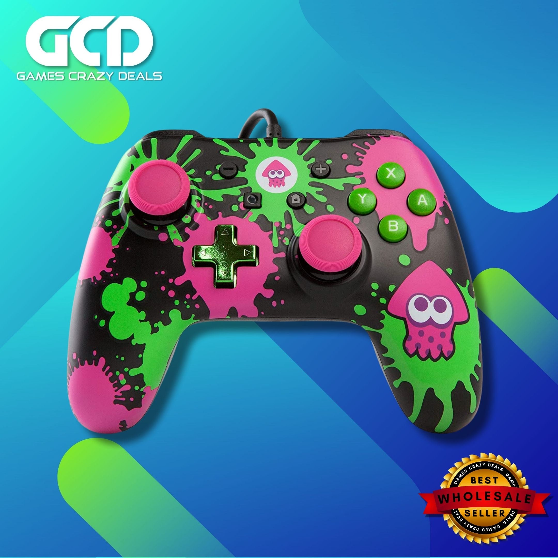 Nintendo Switch Splatoon 2 Wired Pro Controller - Officially Licensed Gamepad for Splatoon 2 & Switch Games | Perfect for Competitive Gaming & Long Play Sessions