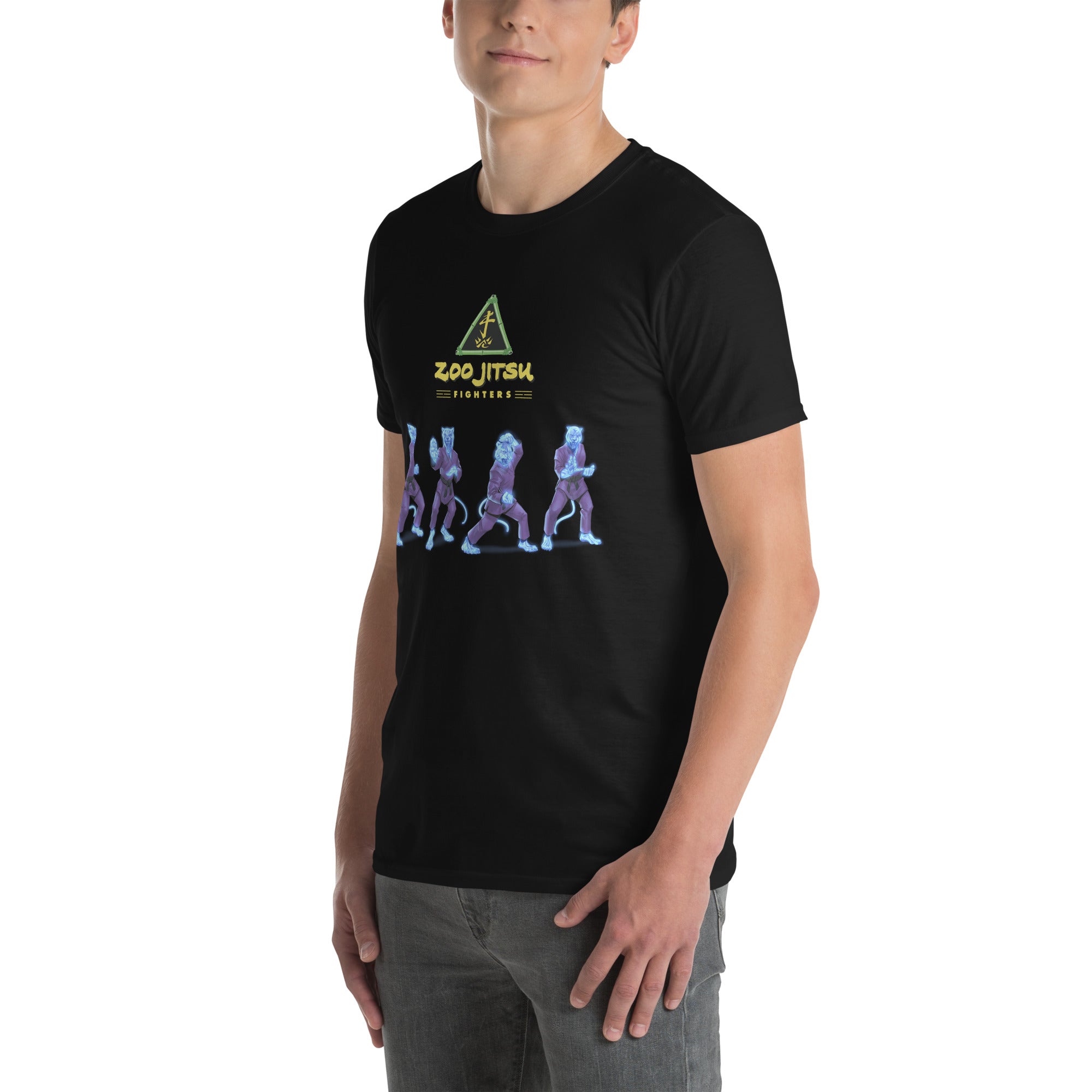 Zoo Jitsu Fighters Super Charged Short Sleeve Unisex T-Shirt - Fun Graphic Tee for Martial Arts Fans & Anime Lovers - Perfect for Gym, Cosplay & Casual Wear