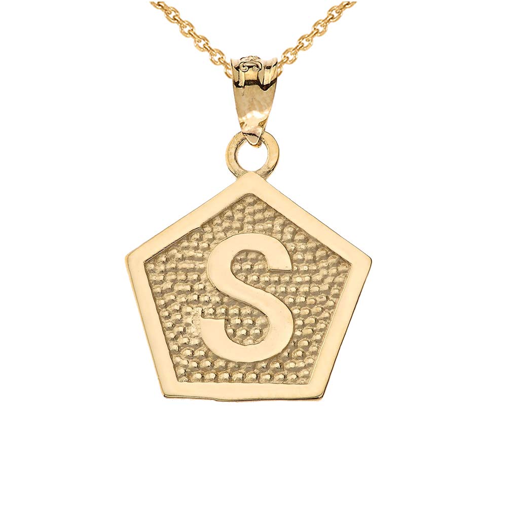 10K Yellow Gold Letter Initial Alphabet Pentagon Necklace - LA BLINGZ | Personalized Name Necklace for Women, Gift for Her, Birthday, Anniversary, Valentine's Day Jewelry