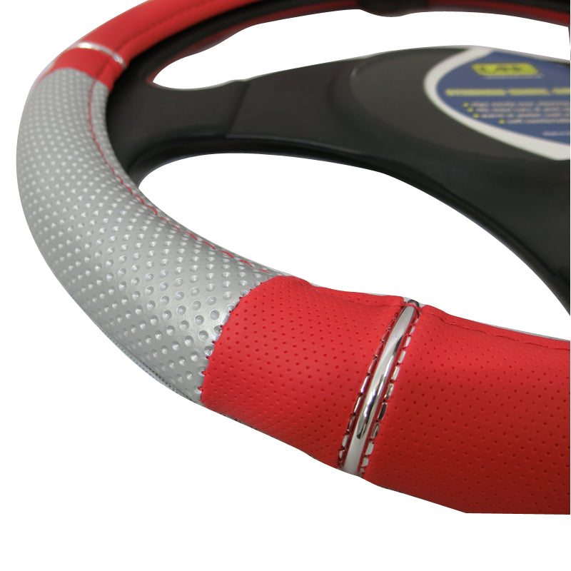 15 Inch Red Steering Wheel Cover - Non-Slip Grip & Comfortable Driving - Perfect for Cars, Trucks & SUVs