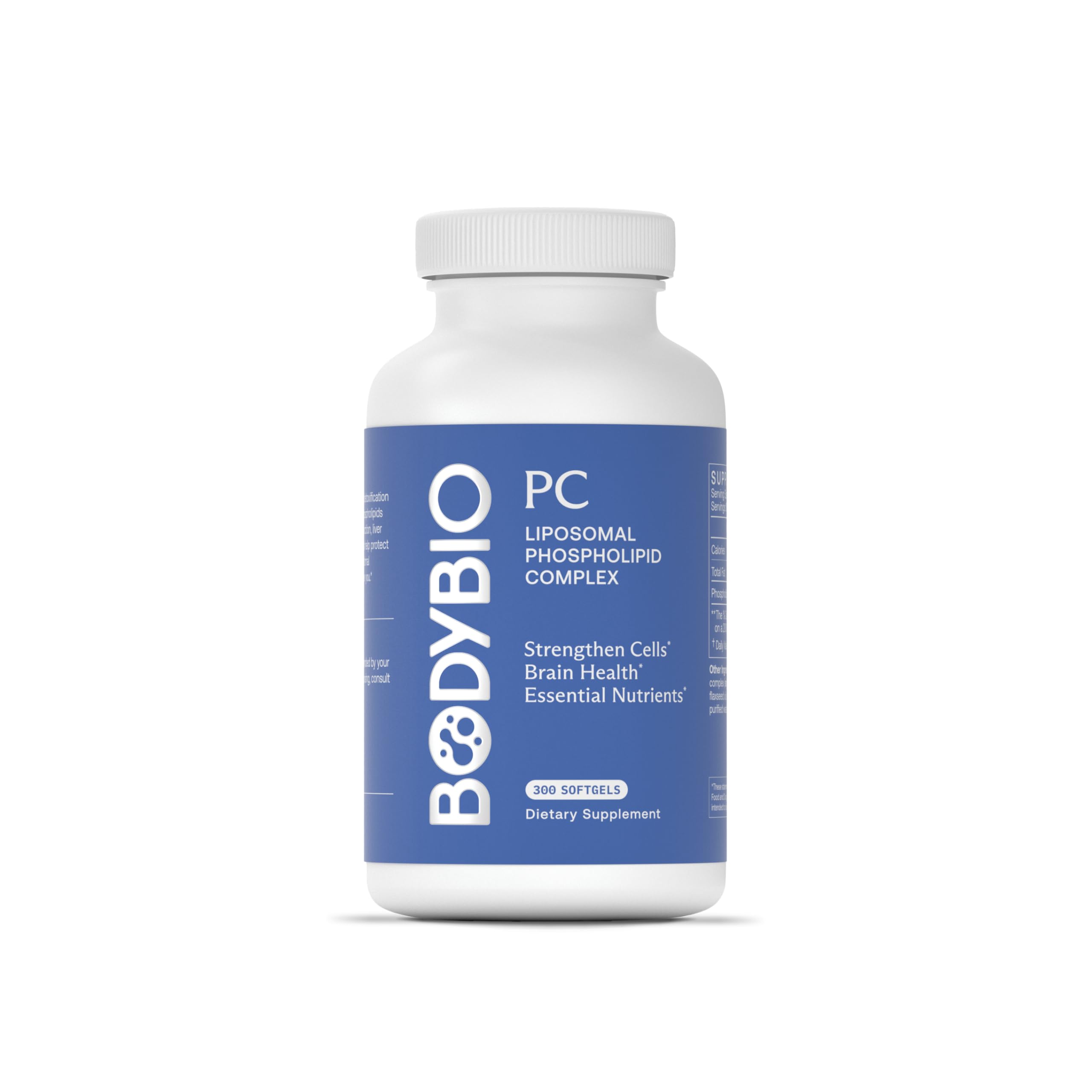 BodyBio PC 300 Softgels - Premium Brain Supplement for Memory, Focus & Mental Clarity - Liposomal Phosphatidylcholine for Enhanced Absorption - Supports Cognitive Function & Brain Health for Students, Professionals & Seniors