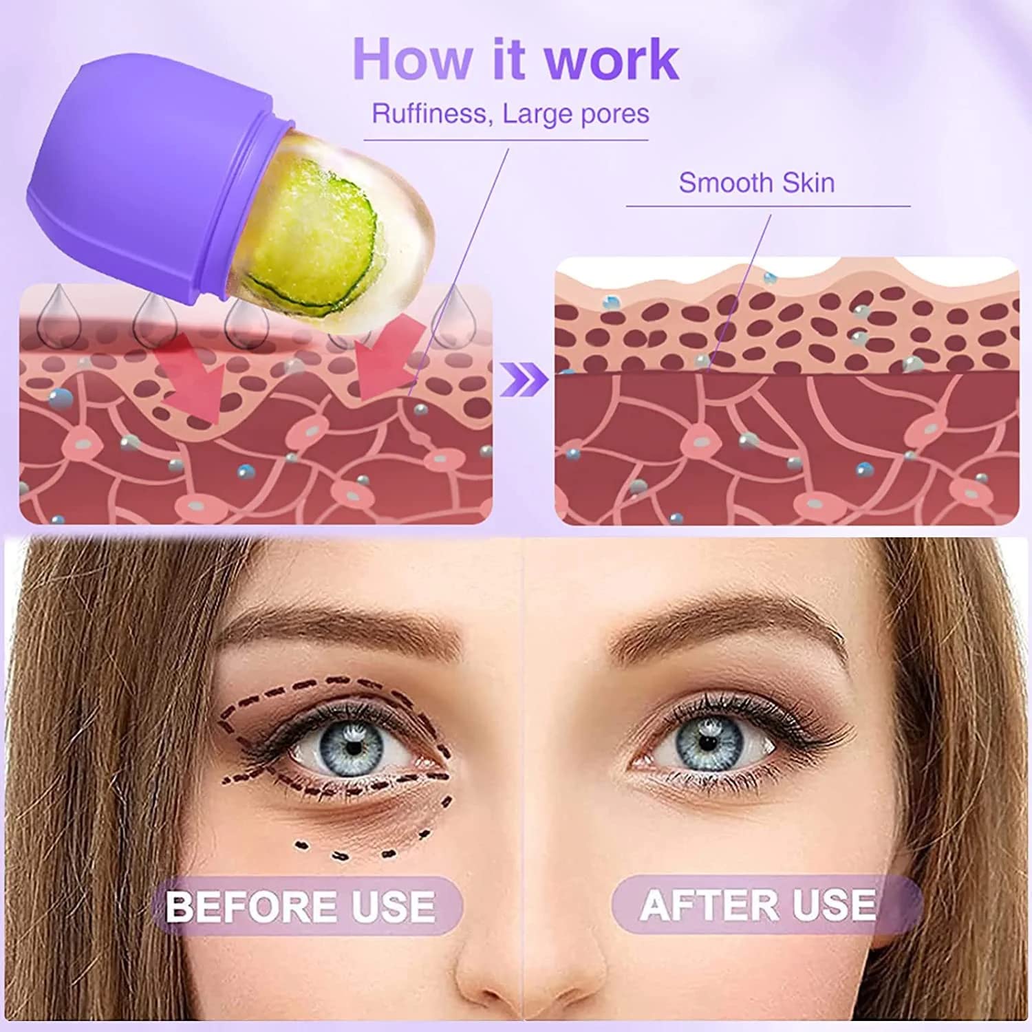 Vroxy Ice Roller for Face & Eye Massage - Reusable & Unbreakable Facial Tool for Glowing Skin, Tightening & Reducing Puffiness | Perfect for Morning Routine, Post-Workout Recovery & Spa Day at Home