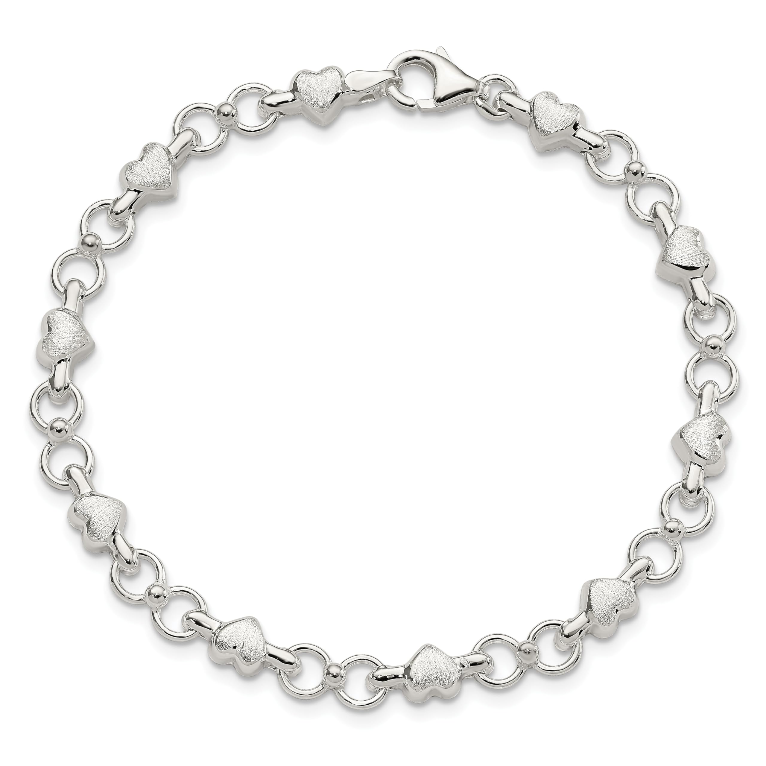 IceCarats 925 Sterling Silver Heart Love Circle Round Chain Charm Bracelet for Women, Gift for Girlfriend, Valentine's Day Jewelry Present