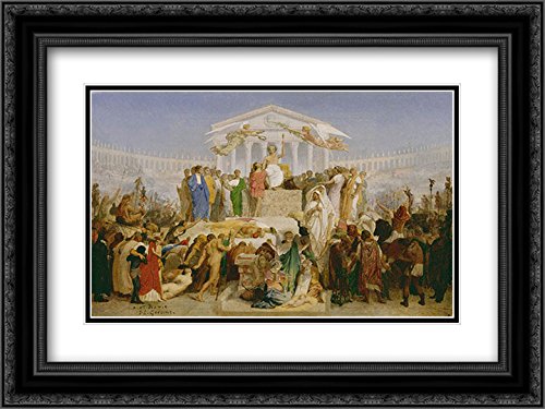 24x18 Black Ornate Framed Museum Art Print - Study For The Age Of Augustus & Birth of Christ by Jean Leon Gerome | Classic Home Decor, Office Wall Art, Gift for History Lovers