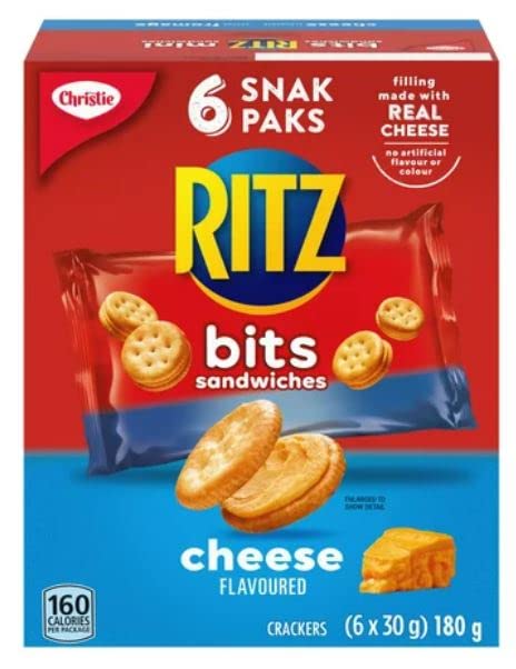 Ritz Bits Cheese Sandwich Crackers - 6 Pack (30g/1oz Each) | Bulk Pack of 12 | Delicious Snacks for Kids Lunch, School, Office & Travel | Shipped from Canada