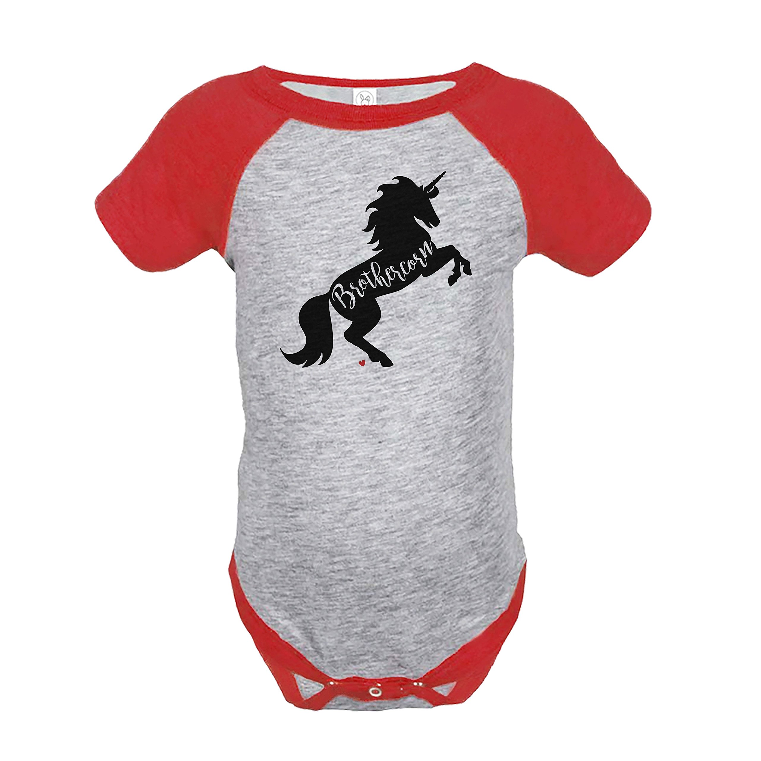 7 Ate 9 Apparel Boys' Unicorn Brother One-Piece Romper - Red | Cute Matching Outfits for Siblings & Photo Shoots