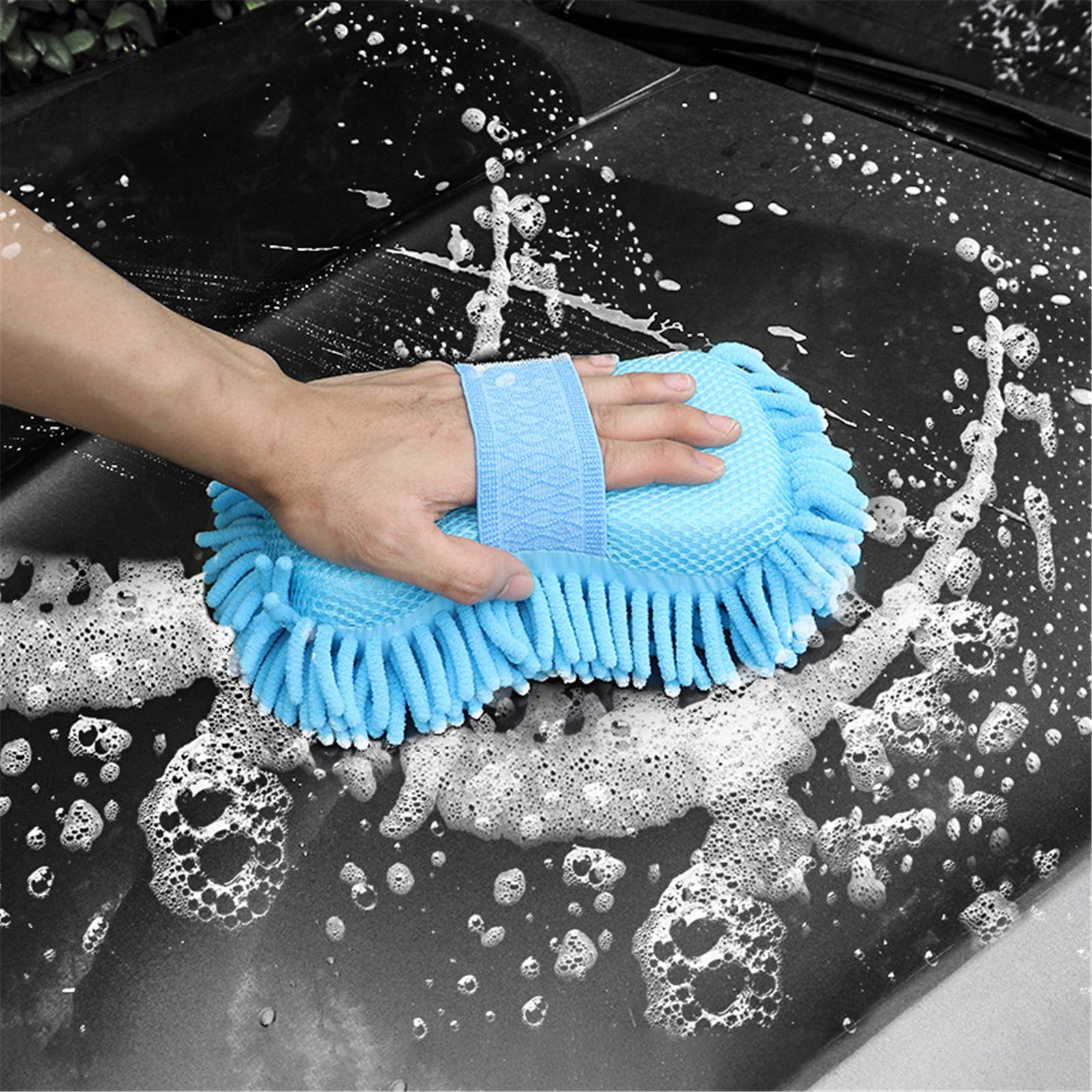 Premium Microfiber Car Wash Sponges & Soft Wool Glove - 6-Pack Auto Detailing Kit for Car, Motorcycle & Home Cleaning (Random Colors) - Perfect for Hand Washing, Wax Application & Gentle Surface Care