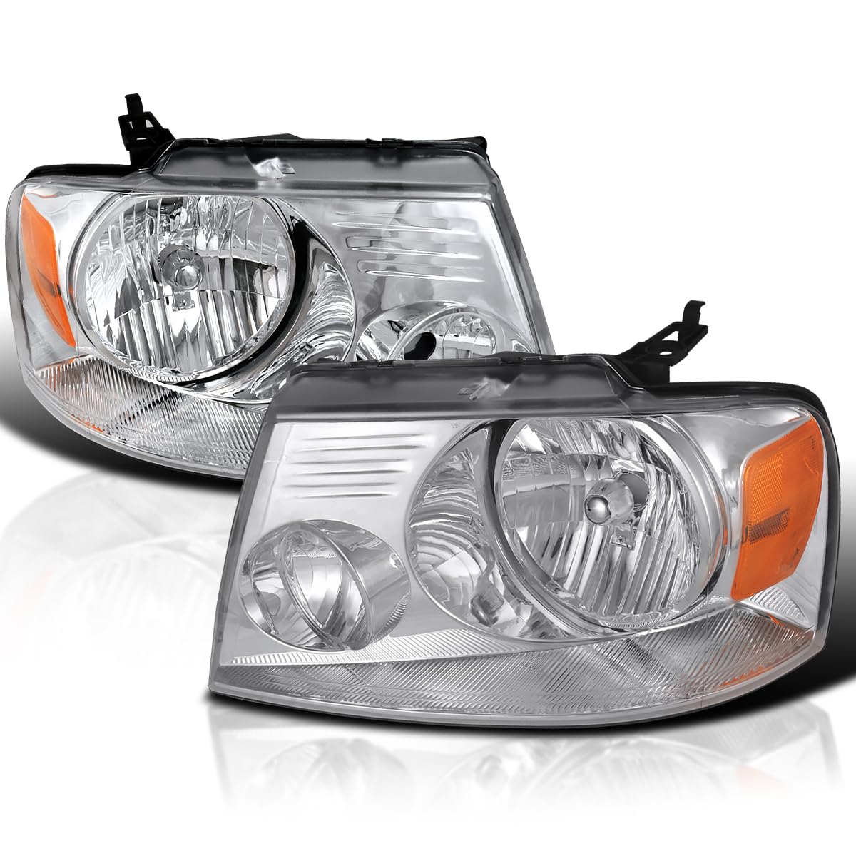 Spec-D Tuning Chrome Headlights for 2004-2008 Ford F150 & 2006-2008 Lincoln Mark LT - LED Headlight Assembly Pair (Left & Right) - Upgrade Your Truck's Style & Night Visibility for Off-Roading and Daily Driving