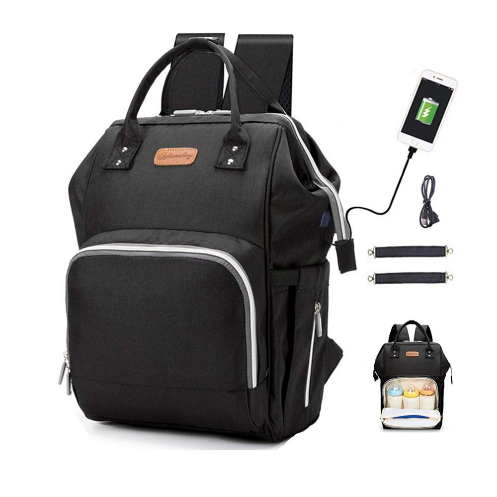 Baby Diaper Backpack with USB Port - Multifunctional Travel & Nappy Changing Bag for Moms