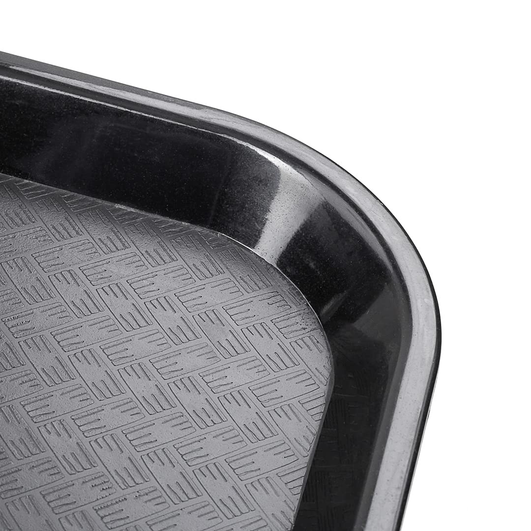50 Pack 10x14 Inch Black Plastic Fast Food Trays - Textured Restaurant Serving Trays, Dishwasher Safe Cafeteria Trays for Meals, Glassware & Buffet Service - Perfect for Restaurants, Schools, Catering & Food Courts