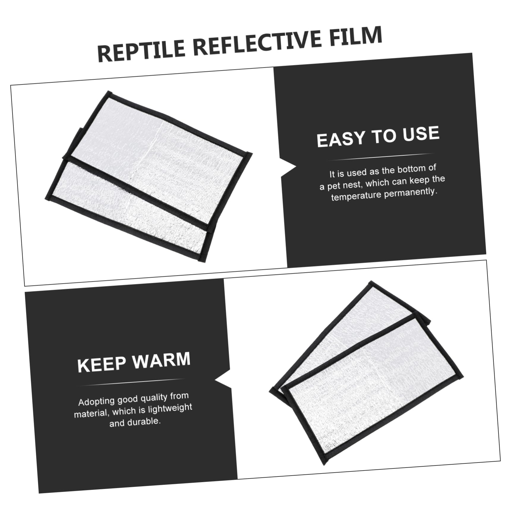 2-Pack Reptile Terrarium Heating Pad with Aluminum Clad Film - Insulated Radiant Heat Panel for Snakes, Lizards & African Reptiles - Perfect for Vivariums, Tanks & Enclosures