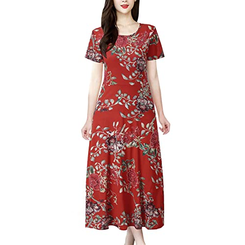 **Women's A-Line Beach Sundress - Floral Print Casual Party Dress for Summer 2022 (Red, Size S) | Perfect for Vacations, Poolside Lounging & Outdoor Events**