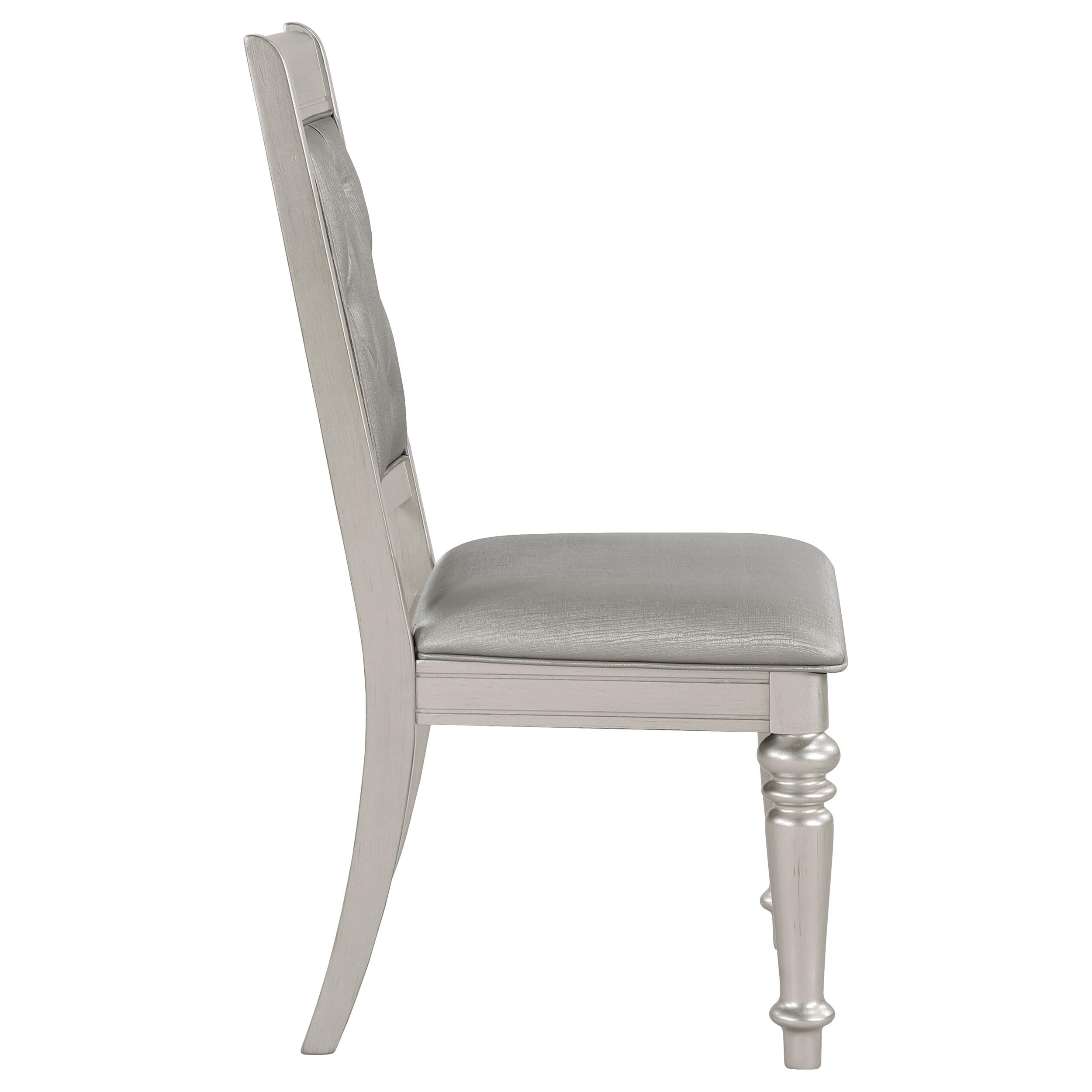 Danette Upholstered Side Chairs with Tufted Back - Set of 2 Metallic Platinum Dining Chairs by Coaster Furniture | Perfect for Dining Room, Kitchen, or Home Office