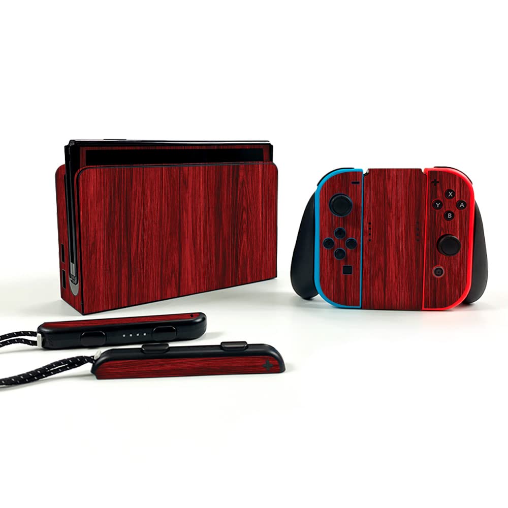 MightySkins Protective Vinyl Decal Wrap Cover for Nintendo Switch OLED - Cherry Grain Design | Durable, Easy to Apply & Remove | Made in USA | Perfect for Gaming, Travel & Personalization