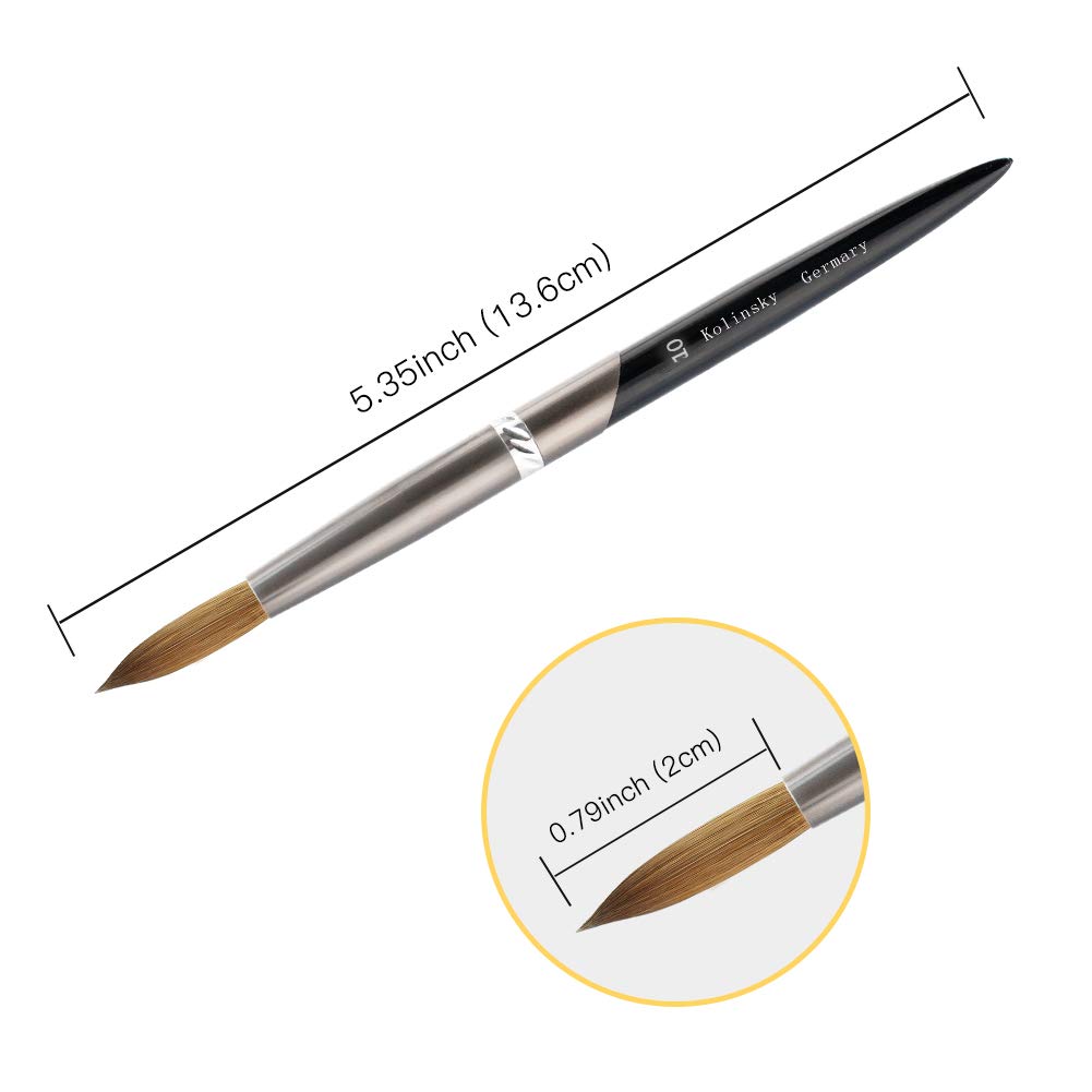 Premium Kolinsky Sable Acrylic Nail Brush - Size 10 Oval Professional Nail Art Brush for Acrylic Powder Application | Ideal for Beginners & Manicurists | Perfect for Salon, Home Use & Nail Art Designs