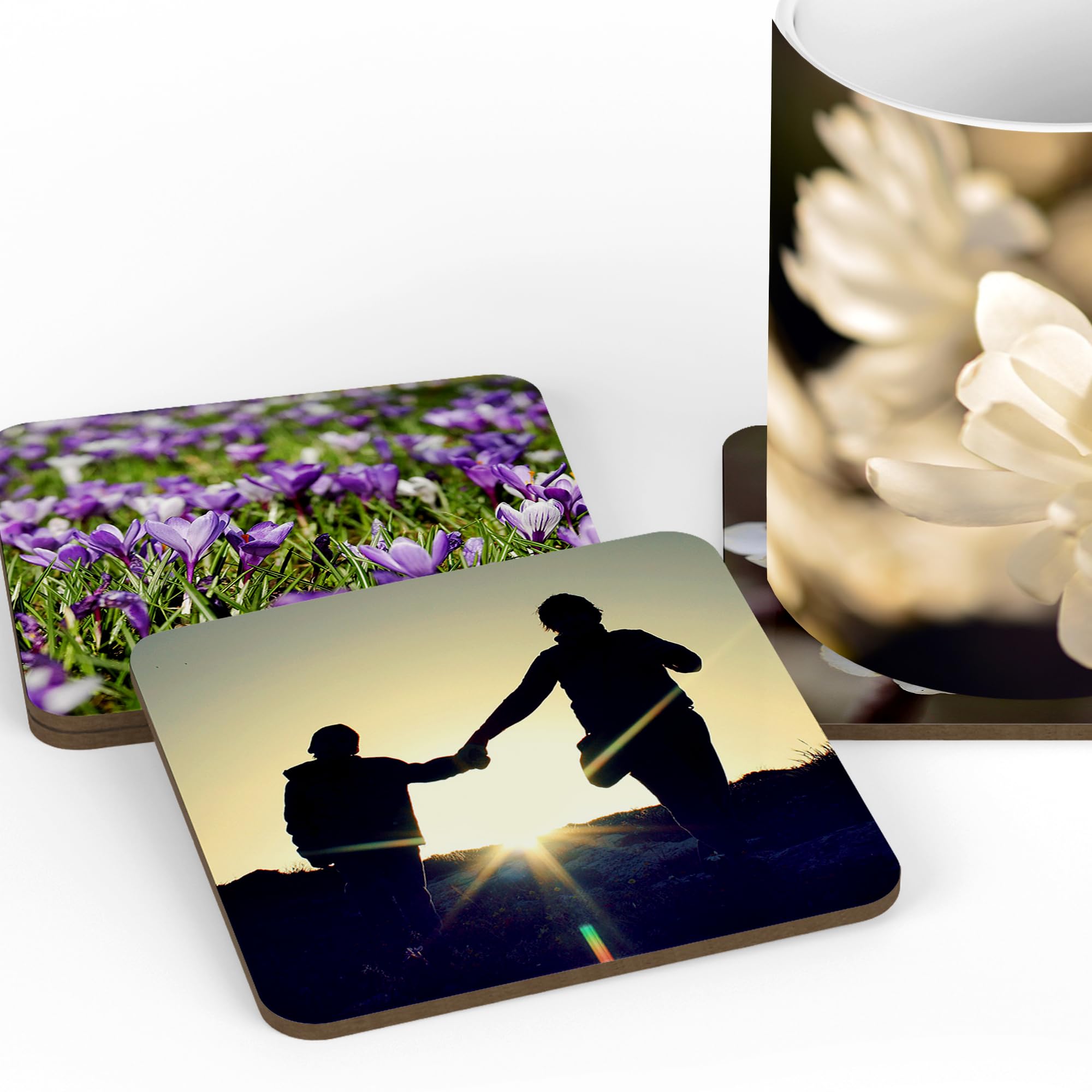 Personalized Photo Coasters Set of 4 - Custom Square Drink Coasters with Your Own Pictures - Glossy Finish - Perfect for Weddings, Anniversaries & Home Decor
