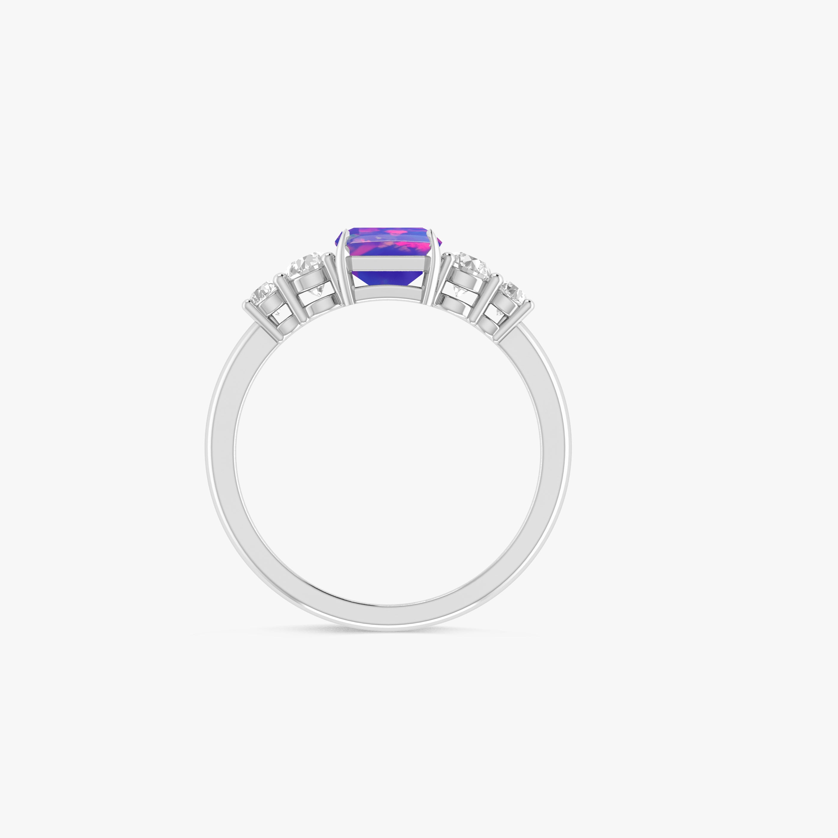 Lavender Natural Fire Faceted Octagon Opal Ring for Women - Handmade Sterling Silver Jewelry - Perfect for Weddings, Parties & Everyday Elegance