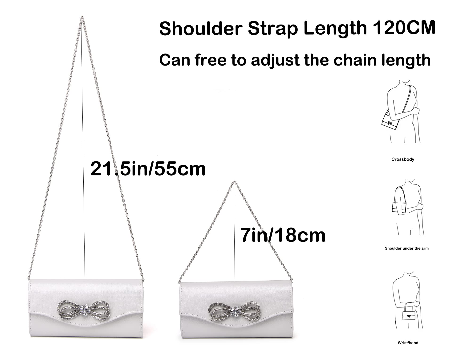 Elegant Diamond Bow Rhinestone Clutch Purse for Women - Wedding, Prom, Cocktail Party Evening Bag | Perfect for Formal Events, Date Nights & Special Occasions