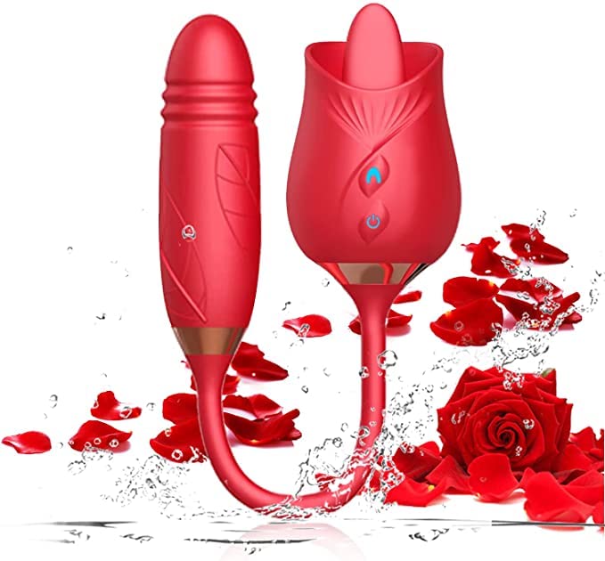 2023 Rose Toy for Women - Vibrating Tongue & Lick Modes, Waterproof Clitoral Stimulator, Adult Sex Toy for Couples & Solo Play - Perfect for Bedroom Fun, Romantic Gifts & Self-Care Moments