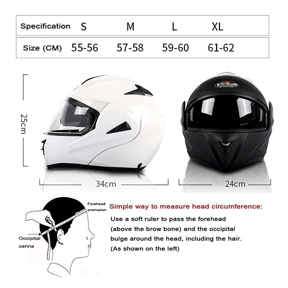 Flip-Up Modular Motorcycle Helmet ECE/DOT Certified - Bluetooth Full Face Helmet with HD Dual Lens Visor, Touchscreen Gloves & Adjustable Fit (55-62cm) for Commuting, Touring & Urban Riding
