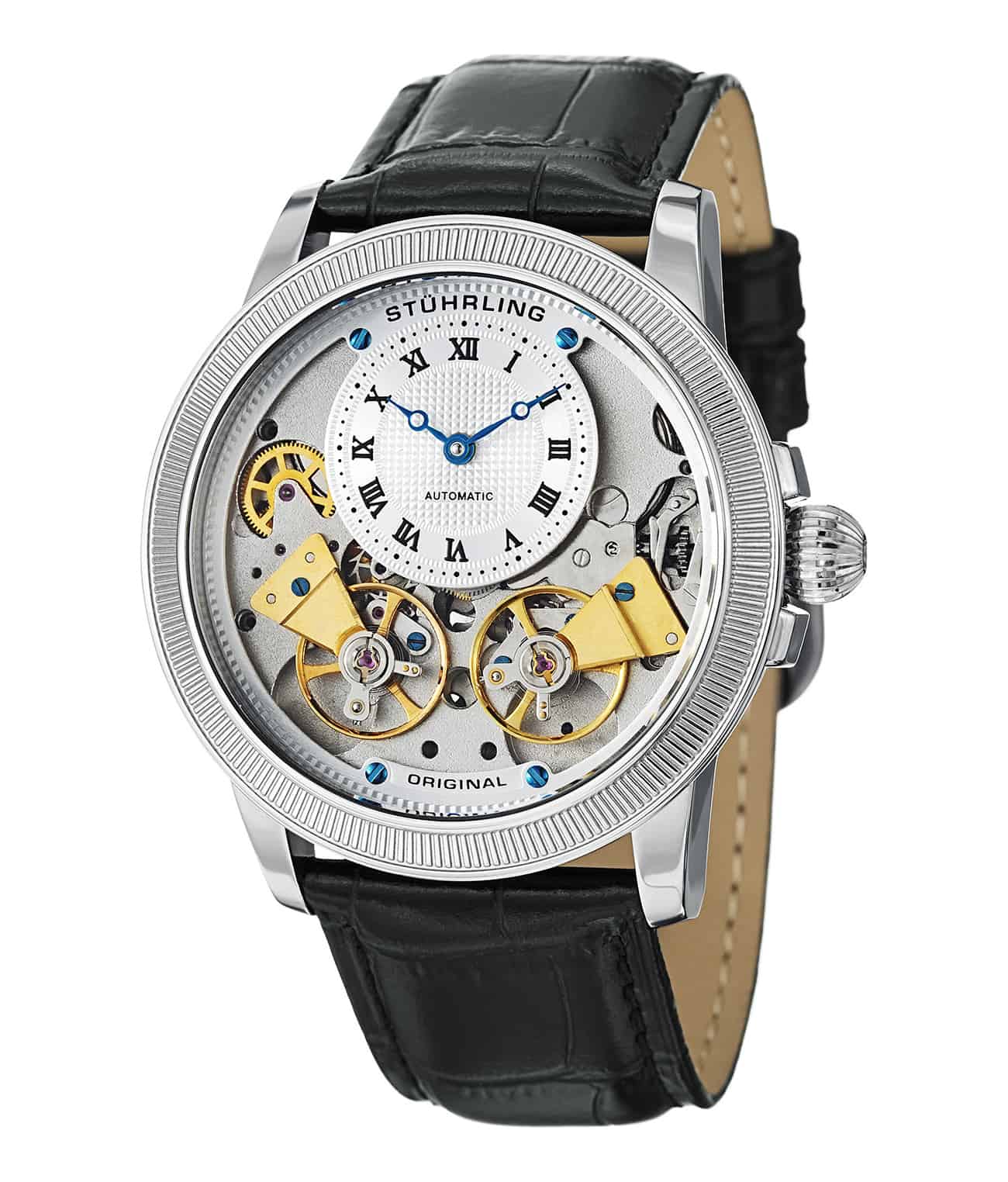 Gemini II 368B Automatic 45mm Skeleton Watch for Men - Stainless Steel Mechanical Timepiece with Transparent Dial | Perfect for Business, Casual Wear & Special Occasions