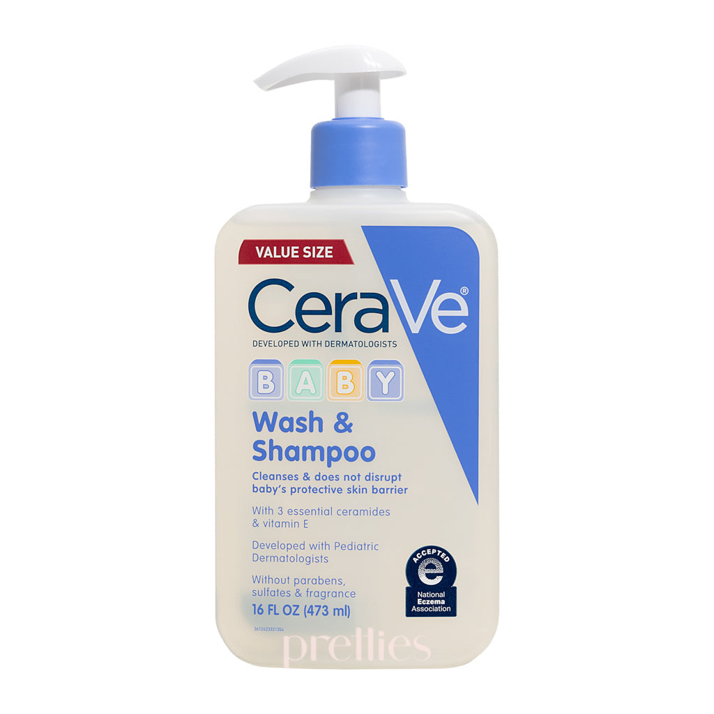 CeraVe Baby Wash & Shampoo 2-in-1 | Gentle Cleansing for Baby Skin & Hair | 16 fl oz (473ml) | Tear-Free, Fragrance-Free, Hypoallergenic | Perfect for Daily Bath Time & Sensitive Skin Care