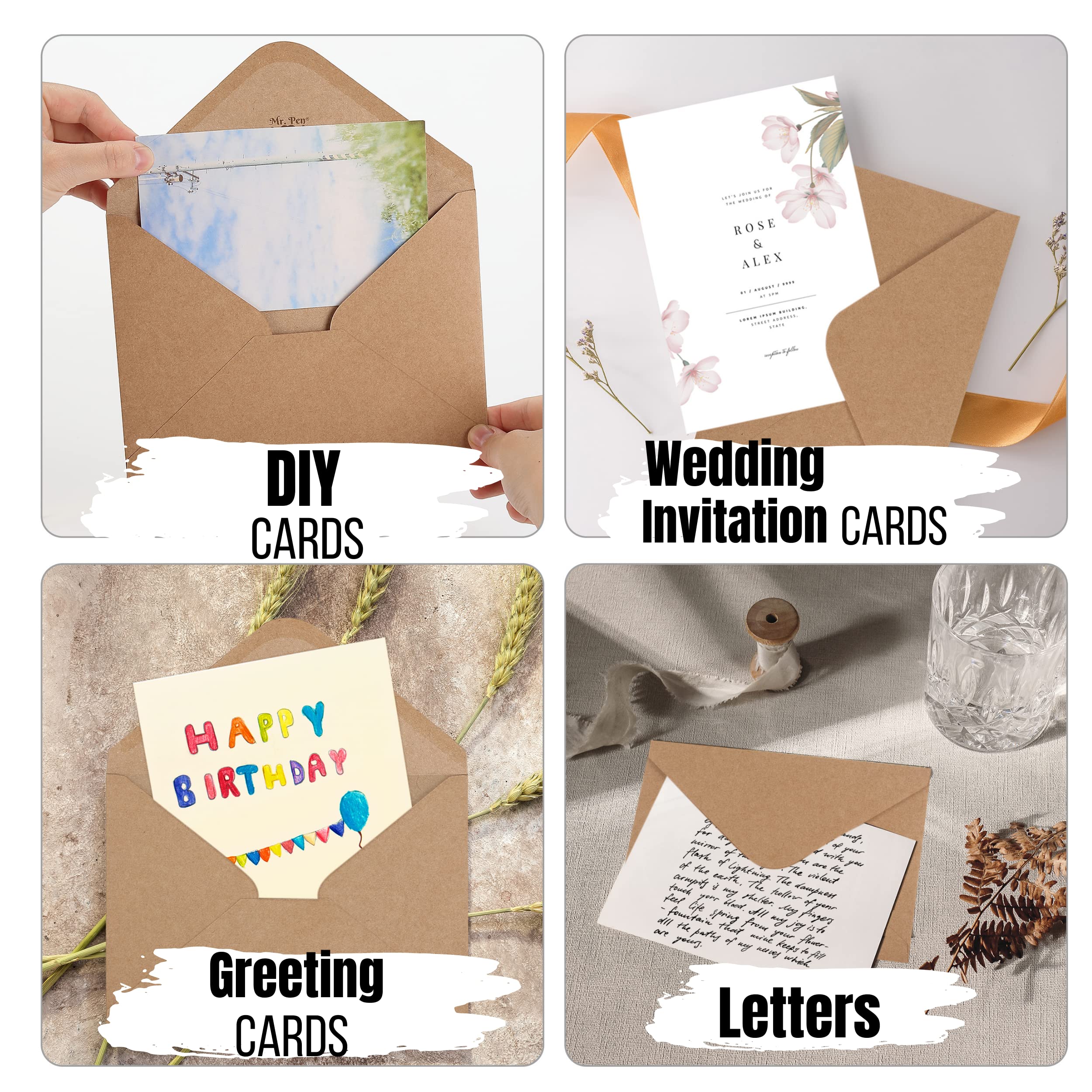 Mr. Pen - 39 Pack Kraft Envelopes, 5x7 Inch A7 Size, Brown Cardstock Paper Invitation & Postcard Mailers | Perfect for Wedding Invitations, Greeting Cards, Business Correspondence & Mailing Photos