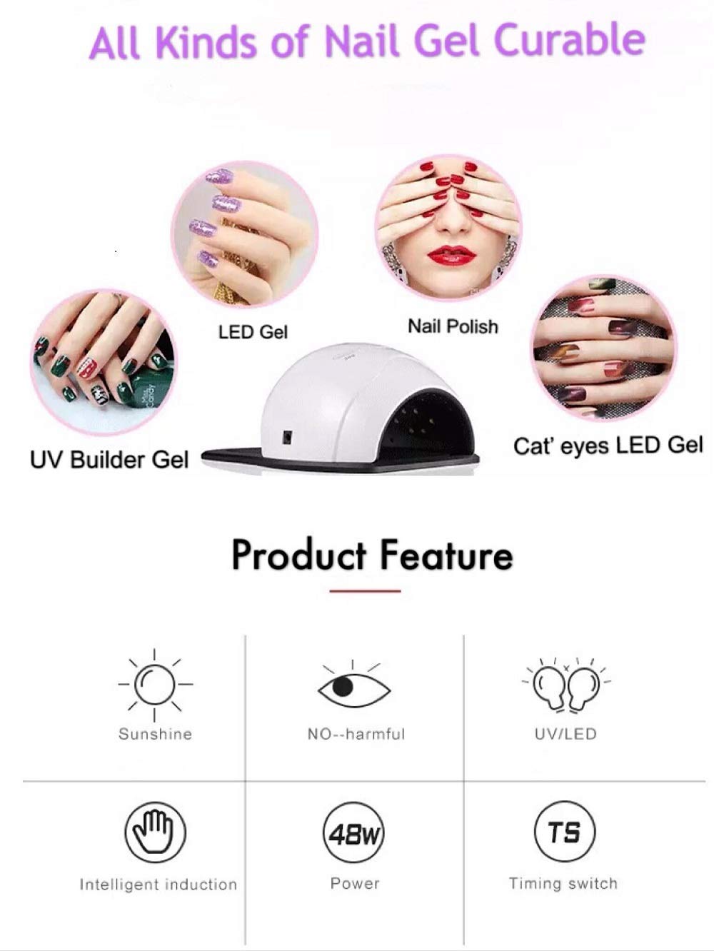 Oukaide 48W UV/LED Nail Lamp - 2 in 1 Professional Nail Dryer for Gel Polish Curing | Fast Drying for Finger & Toe Nails | Portable Design for Home & Salon Use | Perfect for Manicures, Pedicures & DIY Nail Art