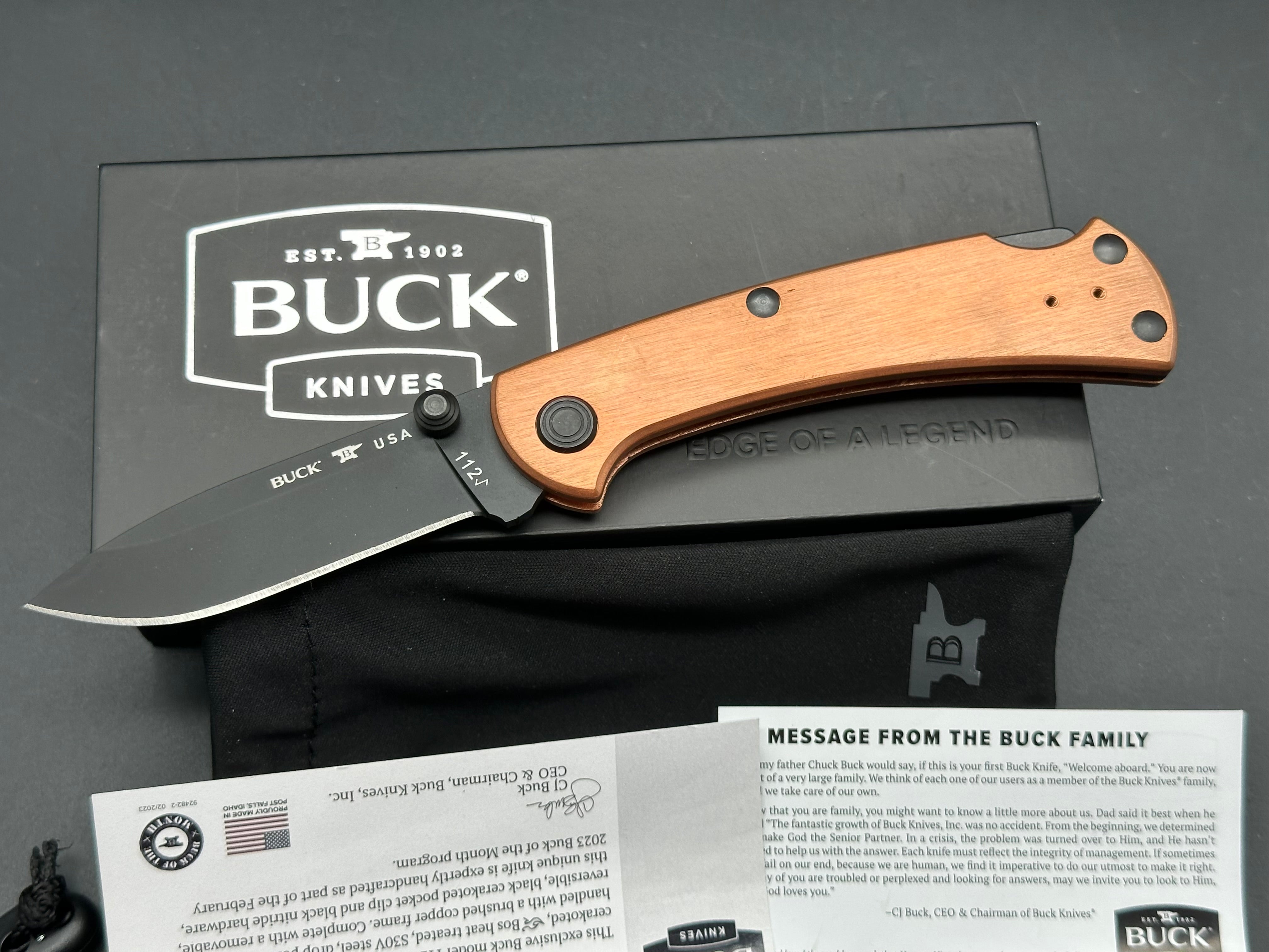 Buck 112 Buck of the Month Limited Edition (1/500) - Copper Scales & S30V Steel Blade - Collector's Knife for Outdoor, Camping, and EDC Use