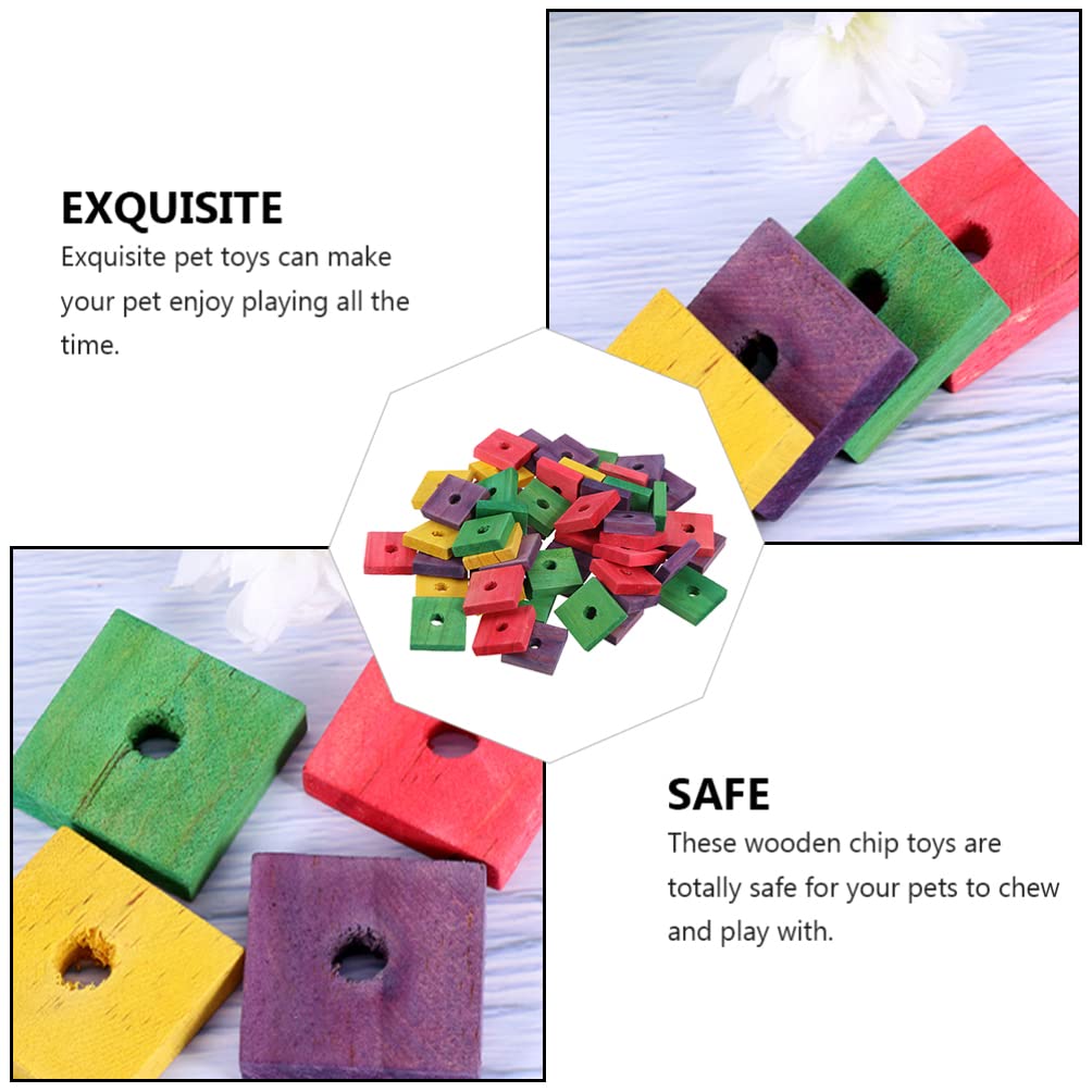 Balacoo 50pcs Natural Wooden Bird Chew Toys - Parrot Chewing Blocks, Puzzle Toys & Cage Accessories for Teething, Beak Trimming & Mental Stimulation - Perfect for Parrots, Cockatiels & Long-Tailed Birds