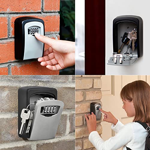 4 Digit Combination Key Lock Box - Wall Mount Security Safe for House Keys & Spare Keys | Outdoor & Indoor Use for Home, Office, Apartment, Airbnb, Vacation Rental