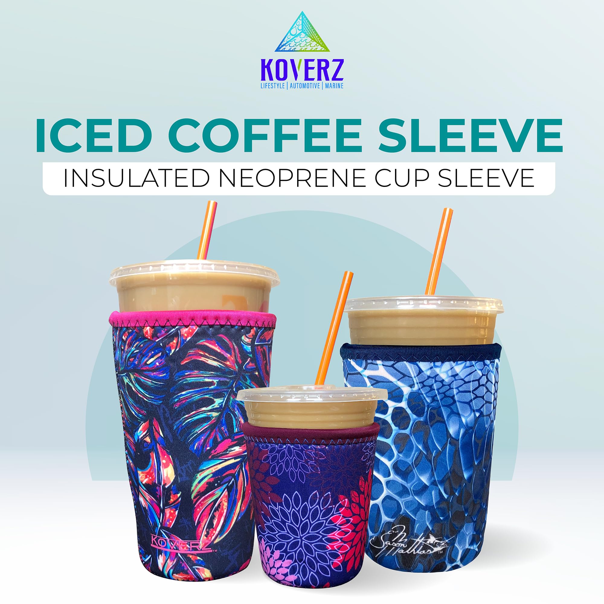 Koverz Insulated Neoprene Coffee Cup Sleeve for 24 Oz Iced Coffee - Washable & Reusable Coffee Accessory in Medium Realtree Camo - Perfect for Office, Travel, and Outdoor Coffee Lovers