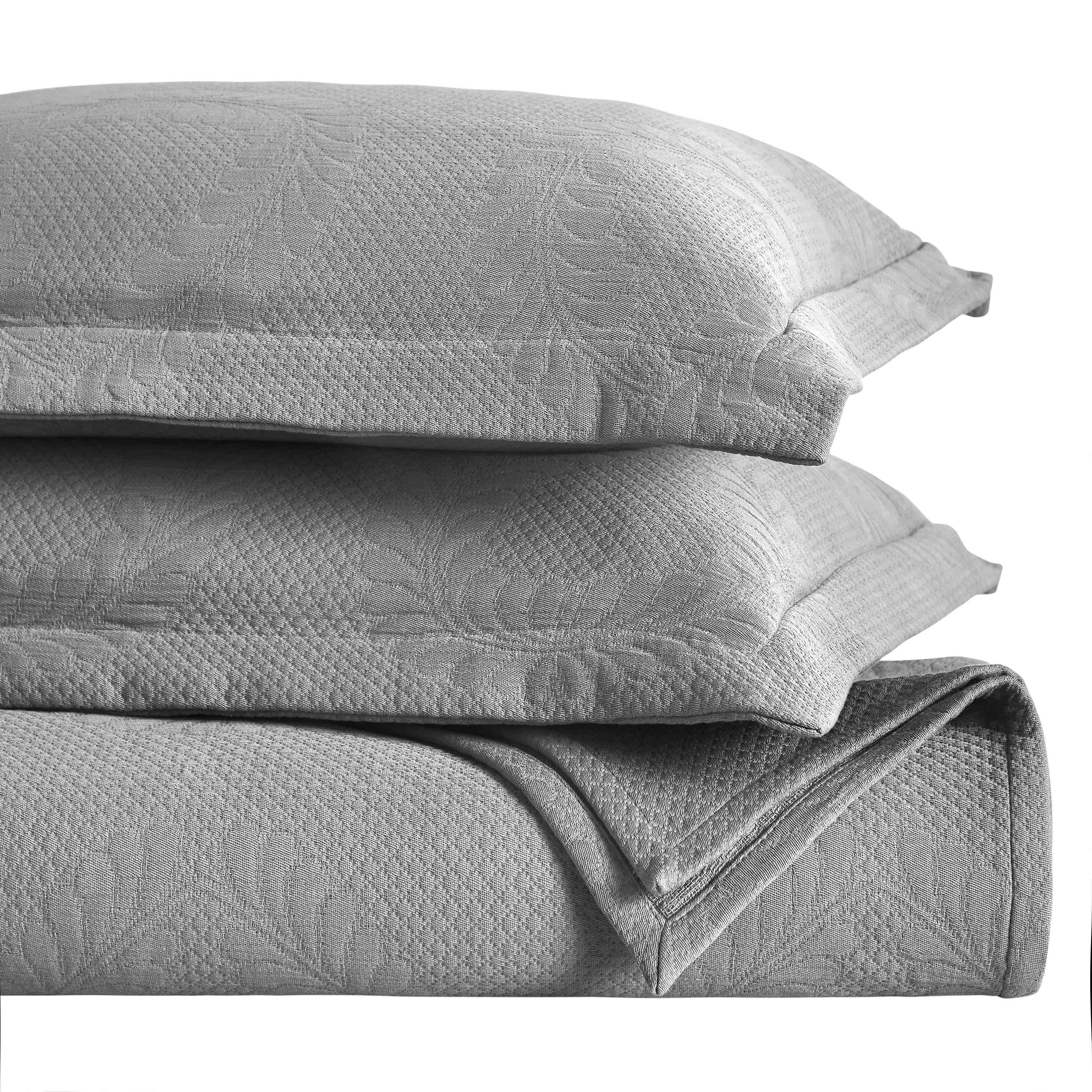 Peploi Cotton Medium Weight Matelasse Bedspread & Sham Set - Queen Size, Luxury Textured Bed Cover for Master Bedroom, Guest Room & Dorm Decor