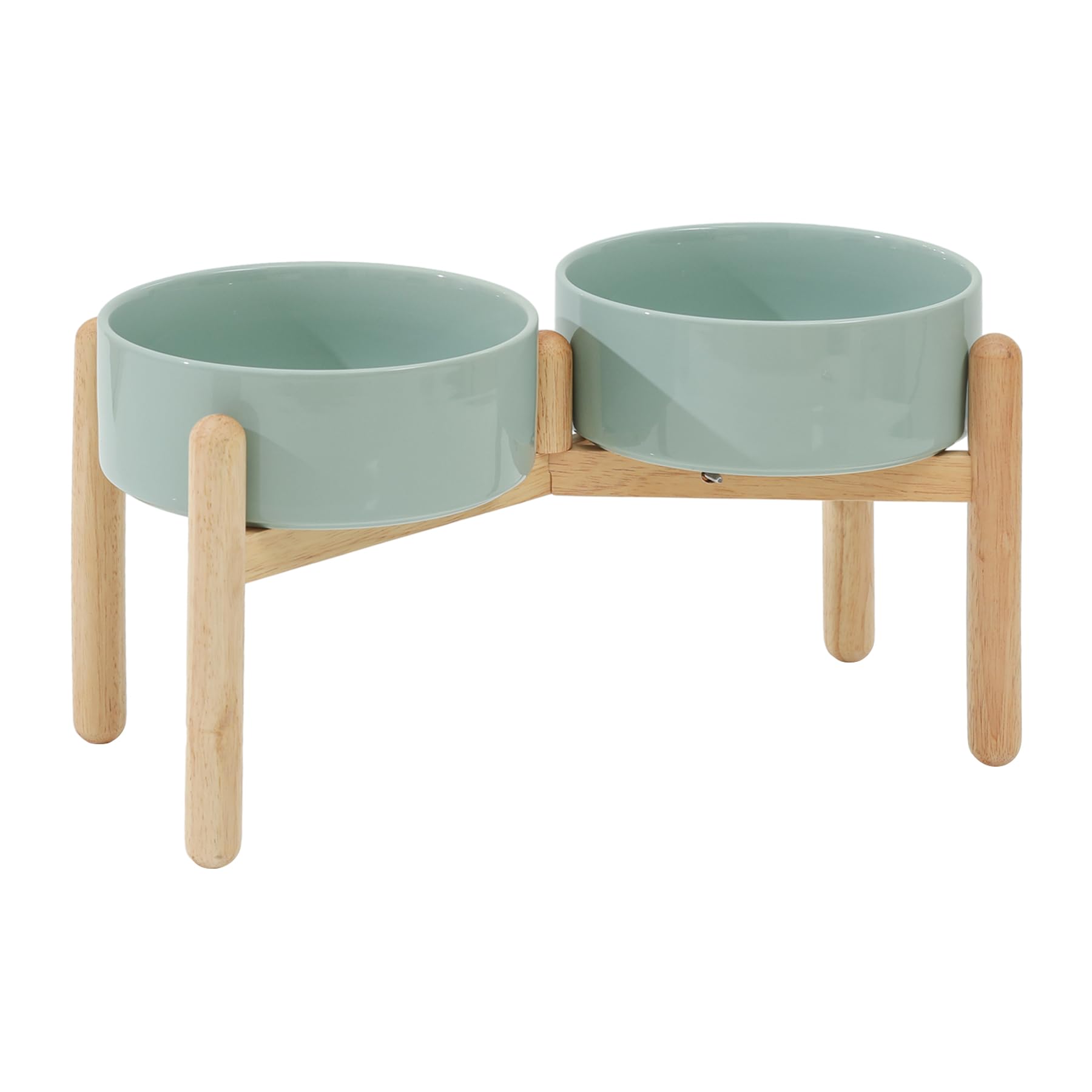 Premium Ceramic Dog Bowls for Large Breed Dogs - 8 Inch Pet Food & Water Dish Set (2 Pack, Light Green) - Durable & Non-Slip for Indoor/Outdoor Use
