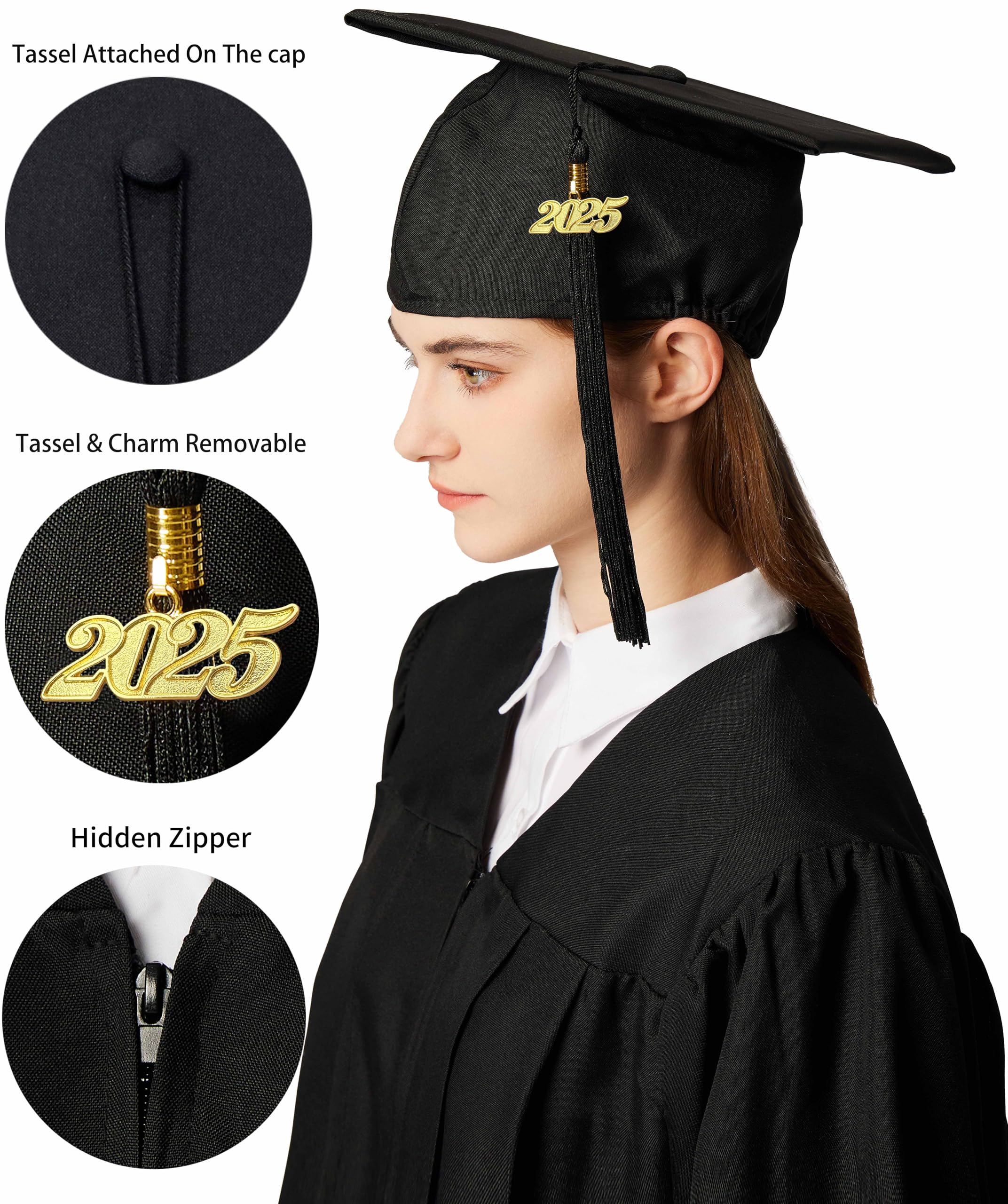 MyGradDay 10-Piece Unisex Matte Graduation Cap & Gown Set with Tassel - High School & Bachelor Degree 2025 Graduation Essentials - Perfect for Commencement Ceremonies, Photo Shoots & Graduation Parties