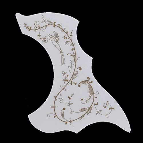 Acoustic Guitar Pickguard - Hummingbird Scratch Plate with Adhesive Backing (White Golden) | Durable Guitar Parts & Accessories for Protection & Style | Perfect for Acoustic Guitars, Performances & Studio Recordings